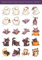Vorschau - Bildkarten - Halloween-Cliparts Aquarell: 50 Gespenster - Seite 1