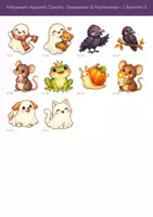 Vorschau - Bildkarten - Halloween-Cliparts Aquarell: 50 Gespenster - Seite 3
