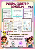 Vista previa - Hojas de trabajo - Pienso, Cuento y Resuelvo: Infantil (Problemas matematicos) - Portada