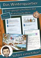 Vorschau - Stationenlernen - Das Winterquartier – Lesespurgeschichte mit Rätselaufgaben (Klasse 3) - Deckblatt