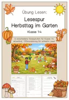 Vorschau - Arbeitsblätter - Lesespur Herbsttag im Garten | Übung Lesen Klasse 1-4 (auch im JüL) | 8 Niveaustufen mit Differenzierung - Deckblatt