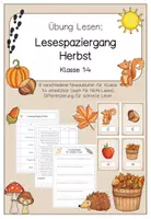 Vorschau - Arbeitsblätter - Lesespaziergang Herbst | Übung Lesen für Klasse 1-4 (auch im JüL) | 9 Niveaustufen mit Differenzierung für schnelle Leser - Deckblatt