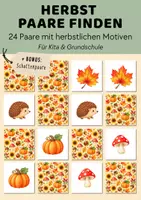Vorschau - Spiele - Herbst Spiel "Paare finden" | 24 Bildpaare für Kita, Vorschule & Grundschule | Herbstspiel Kinder 4-8 Jahre - Deckblatt