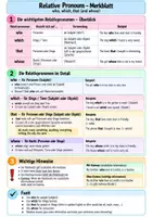 Vorschau - Arbeitsblätter - Relative Pronouns – Merkblatt & Übungsaufgaben | Relativpronomen - Seite 1
