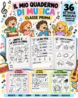 anteprima - Programmi scolastici / Materiali per docenti - Il mio quaderno di musica – Classe prima | 36 attività musicali pronte da stampare - Pagina di copertina