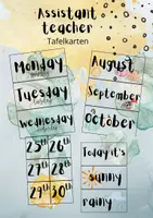 Vorschau - Präsentationen/Tafelbilder - Tafelkarten - Today's date, weather, season, month - Ritual - assistant teacher - Deckblatt