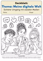 Vorschau - Mal- und Bastelvorlagen - Deckblatt Soziale Medien – Meine digitale Welt | Ausmalvorlage Klasse 7–8 - Deckblatt