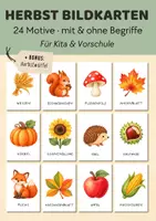 Vorschau - Bildkarten - Herbst Bildkarten für Kita & Vorschule | 24 Bilderkarten mit & ohne Begriffe | Sprachförderung & Wortschatz Herbst - Deckblatt