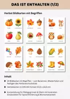 Vorschau - Bildkarten - Herbst Bildkarten für Kita & Vorschule | 24 Bilderkarten mit & ohne Begriffe | Sprachförderung & Wortschatz Herbst - Seite 1