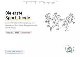 Vorschau - Stundenentwürfe - Sport: Die erste Sportstunde, drei Spiele ohne Ausscheiden - Deckblatt