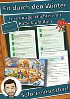 Vorschau - Mal- und Bastelvorlagen - Fit durch den Winter – Lesespurgeschichte mit Rätselaufgaben (Klasse 3) - Deckblatt