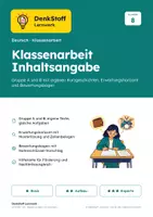 Vorschau - Test - Klassenarbeit Inhaltsangabe Klasse 8 A/B - Deckblatt