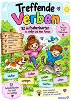 Vorschau - Aufgabenkarten - Treffende Verben – 32 Aufgabenkarten | 3./4. Klasse - Deckblatt