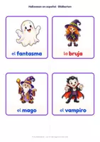 Vorschau - Bildkarten - Halloween Spanisch: 50 Bildkarten Figuren (el/la) - Seite 1