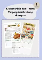 Vorschau - Arbeitsblätter - Klassenarbeit zum Thema Vorgangsbeschreibung (Rezepte) - Deckblatt