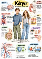 Vorschau - Arbeitsblätter - Lernplakat + Arbeitsblätter zum Thema "Körper" + Lösung & MP3 + Infografik - Deckblatt