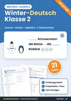 Vorschau - Arbeitsblätter - Winter-Deutsch Klasse 2 – Wortarten: Nomen, Verben, Adjektive – Übungsheft mit Lösungen - Deckblatt