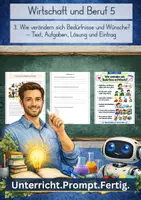 Vorschau - Stundenentwürfe - 3. Wie verändern sich Bedürfnisse und Wünsche? – Text, Aufgaben, Lösung und Eintrag - Deckblatt