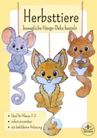 Vorschau - Mal- und Bastelvorlagen - Kunst Grundschule Herbst - Herbsttiere basteln - hängende Deko - Kunst Klasse 2, Kunst Klasse 3 - Deckblatt
