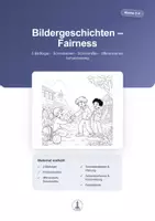 Vorschau - Arbeitsblätter - Fairness | Kreatives Schreiben Klasse 3–4 | 5 Bildergeschichten mit Hilfen & Lösungen - Deckblatt