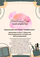 Vorschau - Klassenarbeiten - Klassenarbeit Unfallbericht Klasse 7 - Deckblatt