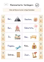 Vorschau - Arbeitsblätter - Klammerkarte Verlängern Nomen - Deckblatt