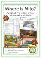 Vorschau - Arbeitsblätter - Where is Milo? (picture walk, picture description, home & furniture, 2-fach differneziert) - Deckblatt