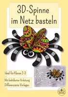 Vorschau - Mal- und Bastelvorlagen - Kunst Herbst Grundschule - Kunst Halloween - Spinne im Netz basteln - Kunst Klasse 2, Kunst Klasse 3 - Deckblatt