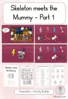 Vorschau - Arbeitsblätter - Skeleton meets the Mummy – Part 1 | Halloween Englisch | Präsentation & Activity Booklet - Deckblatt