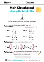 Vorschau - Arbeitsblätter - Klatschzettel: Halbe Note in der Grundschule (mit Lösung) - Seite 1