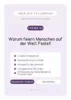 Vorschau - Stundenentwürfe - Warum feiern Menschen auf der Welt Feste? Einzelne Sachunterrichtsstunden mit Lösungen - Deckblatt
