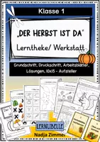 Vorschau - Arbeitsblätter - Herbst Lerntheke / Werkstatt Freiarbeit Klasse 1 Deutsch Sachunterricht "Der Herbst ist da" Grundschrift und Druckschrift - Deckblatt