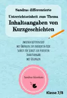 Vorschau - Unterrichtsreihen - Inhaltsangaben von Kurzgeschichten - Deckblatt