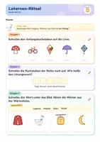 Vorschau - Arbeitsblätter - Laternen-Rätsel Sankt Martin | Anlaute, Lösungswort & Laterne malen | Klasse 1–2 - Deckblatt