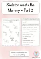Vorschau - Arbeitsblätter - Skeleton meets the Mummy – Part 2 | Halloween Storytelling Englisch - Deckblatt