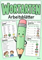 Vorschau - Arbeitsblätter - Wortarten | 100 Arbeitsblätter | Nomen, Verben, Adjektive - Deckblatt