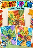 Vorschau - Mal- und Bastelvorlagen - Herbst Pop Art Kunst Klasse 2 3 4 5 6 - Deckblatt