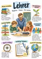 Vorschau - Arbeitsblätter - Lernplakat + Arbeitsblätter zum Thema "Lehrer" + Lösung & MP3 + - Deckblatt