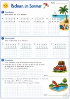 Vorschau - Arbeitsblätter - Rechnen im Sommer | Mathe-Wiederholung | Schriftlich Rechnen, Sachaufgaben & Knobeln - Seite 1