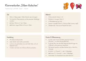 Vorschau - Stationenlernen - Freiarbeit: Klammerkarten Silben | Klasse 1 - Seite 1