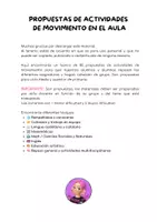 Vista previa - Fichas informativas / Documentos de lectura - PROPUESTAS DE ACTIVIDADES DE MOVIMIENTO EN EL AULA - página 1