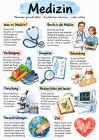 Vorschau - Arbeitsblätter - Lernplakat + Arbeitsblätter zum Thema "Medizin" + Lösung & MP3 + Infografik - Deckblatt