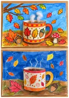 Vorschau - Mal- und Bastelvorlagen - Herbst Kunst Grundschule – 3D-Herbsttassen | Basteln & Gestalten Klasse 1–4 - Seite 2