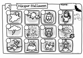 Vorschau - Arbeitsblätter - Halloween-Hörspur Musik: 12 Geräusche hören & selbst gestalten DaZ | Klasse 1–4 - Seite 1