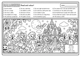 Vorschau - Arbeitsblätter - Halloween: Read And Colour Arbeitsblätter (Englisch Grundschule) - Seite 2