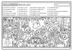 Vorschau - Arbeitsblätter - Halloween: Read And Colour Arbeitsblätter (Englisch Grundschule) - Seite 3