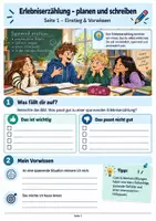 Vorschau - Arbeitsblätter - Erlebniserzählung Klasse 5 – planen & spannend schreiben | Deutsch Gymnasium | 10-seitiges Arbeitsheft + Lösungen & Zusatzmaterial - Deckblatt