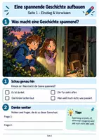 Vorschau - Arbeitsblätter - Spannende Geschichten schreiben – Spannung aufbauen & Höhepunkt gestalten | Deutsch Klasse 5 | Arbeitsheft + Lösungen - Deckblatt