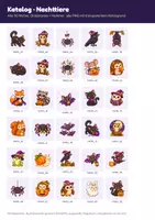 Vorschau - selbst erstellte Cliparts/Grafiken - 30 Halloween-Cliparts: Nachttiere (Cartoon-PNG, transparent) - Seite 1
