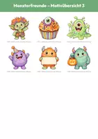 Vorschau - selbst erstellte Cliparts/Grafiken - 30 Halloween-Cliparts: Monsterfreunde (PNG, Aquarell, transparent) - Seite 3